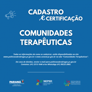 Cadastro e Certificação - Comunidades Teraapêuticas