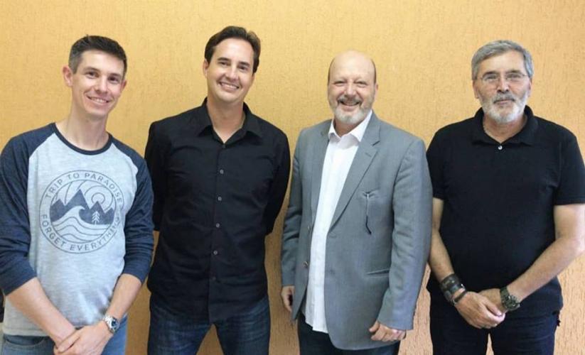 Da esquerda para direita: Flavio Tincani (assessor técnico DEPSD), Renato Figueiroa (Diretor DEPSD), Dante Ramos Junior (Coordenador COMUD Paranavaí) e José Augusto Soavinski (Palestrante DEPSD).