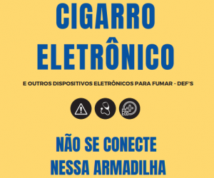 Capa do folder sobre cigarro eletrônico